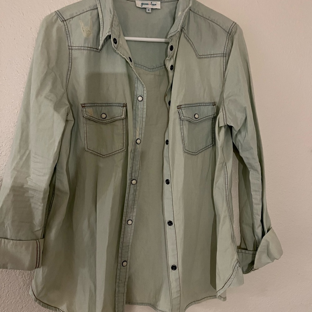 Grace and Lace Chambray button up